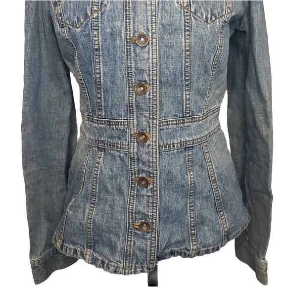 DKNY Womens Button Up Tailored Blue Medium Wash Denim Jacket Sz M - Picture 2 of 10